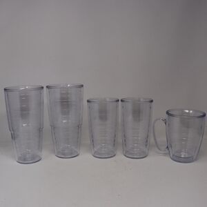 Lot Of 5 Clear Tervis Tumbler Made in USA Double Wall Insulated